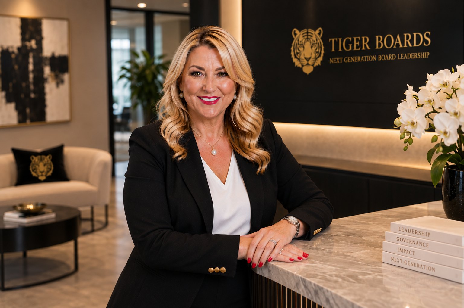 Kylie Hammond, LLM EntGov, founder of Tiger Boards, in the office